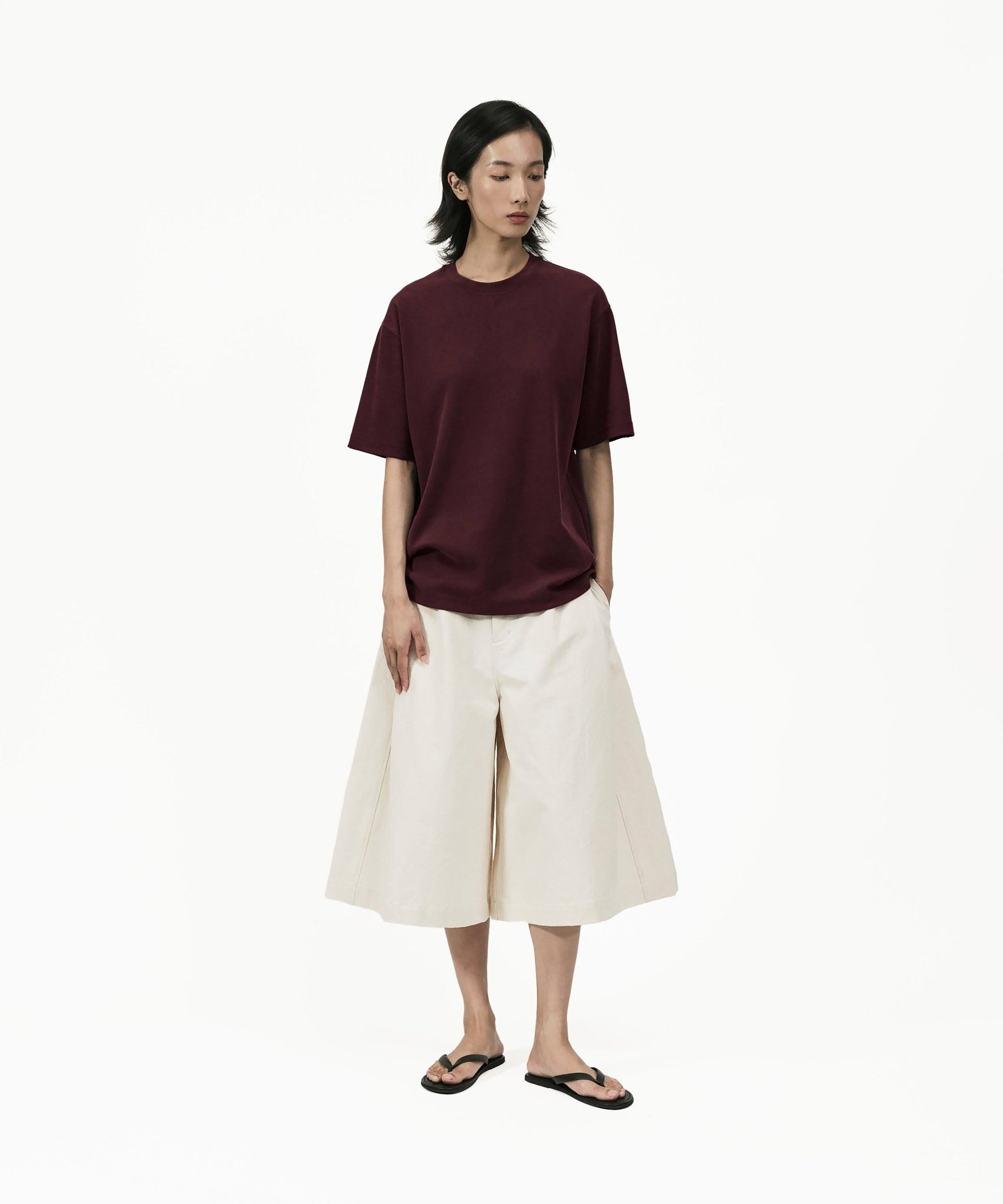 Cupro Signature Tee - Burgundy - G R A Y E