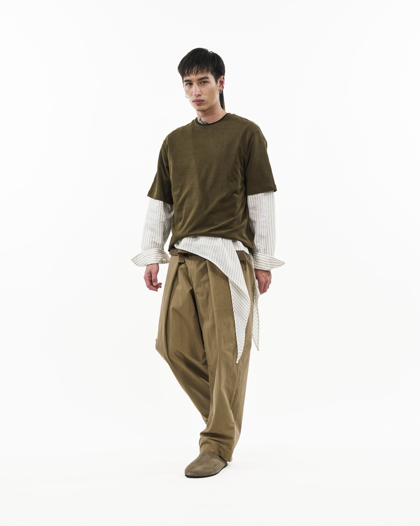 Cupro Signature Tee - Olive - G R A Y E