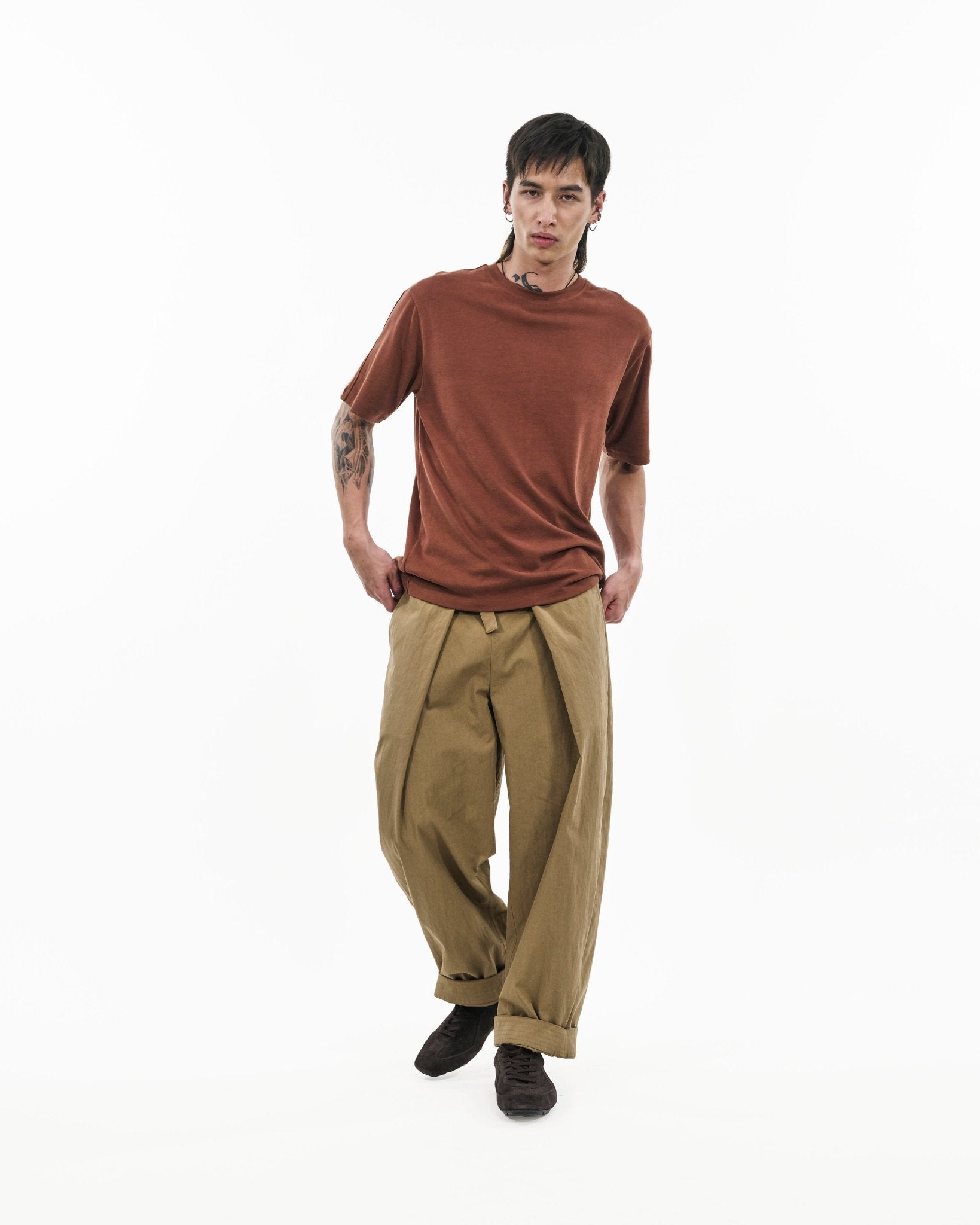 Cupro Signature Tee - Terracotta - G R A Y E