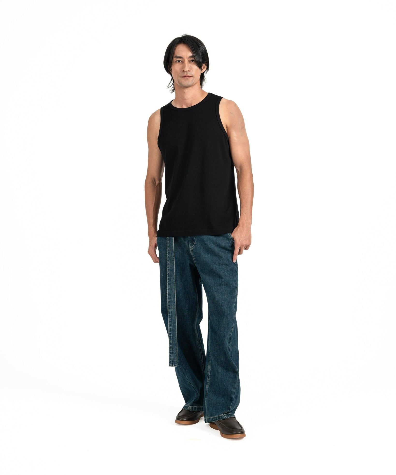 Cupro Sleeveless Tee - Black - G R A Y E