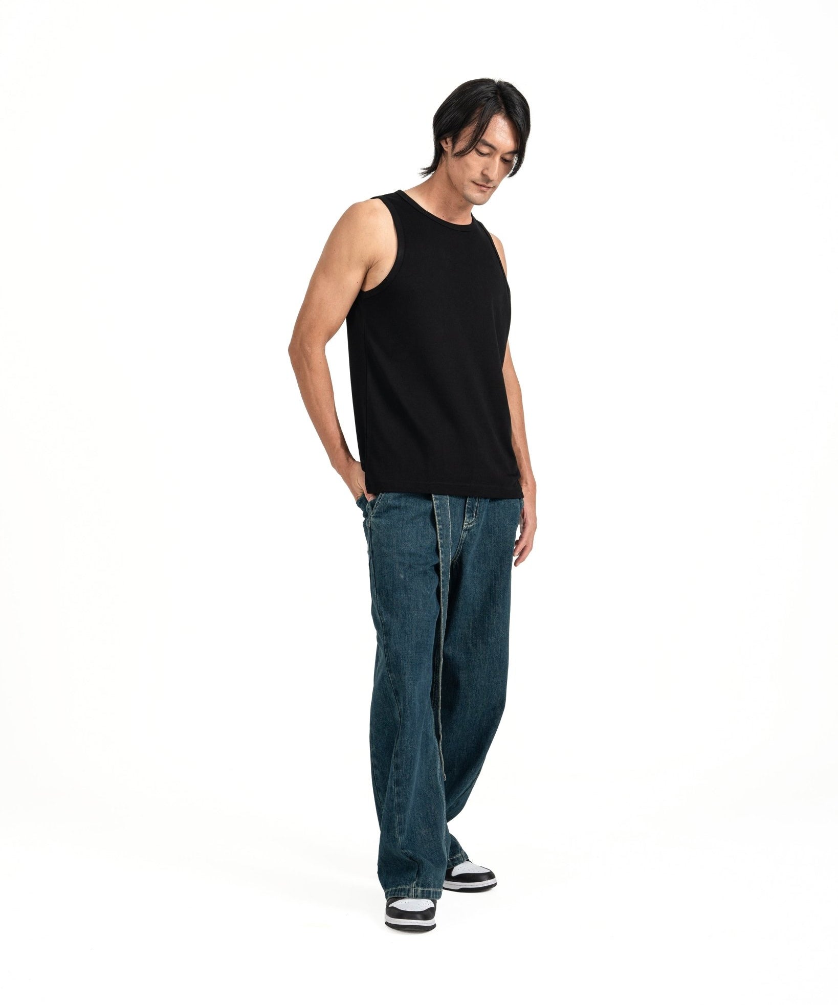 Cupro Sleeveless Tee - Black - G R A Y E