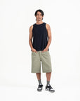 Cupro Sleeveless Tee - Navy - G R A Y E