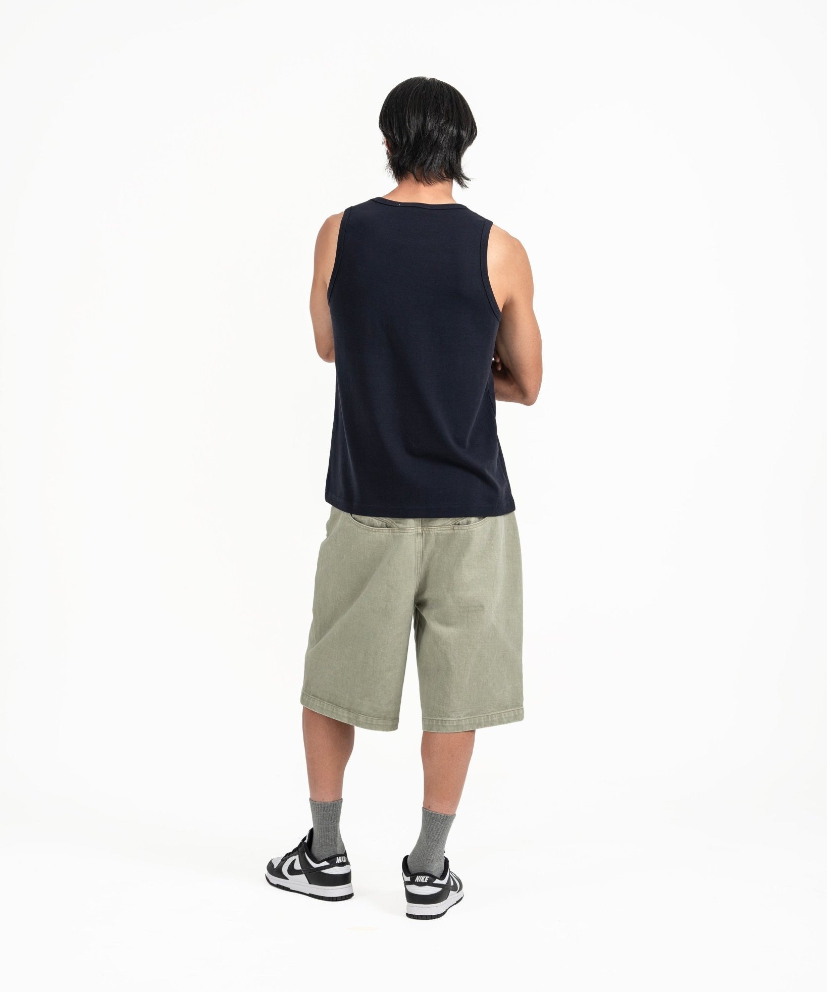 Cupro Sleeveless Tee - Navy - G R A Y E