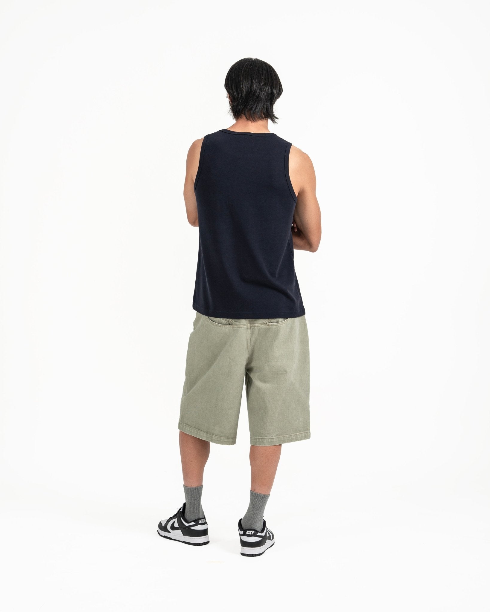 Cupro Sleeveless Tee - Navy - G R A Y E