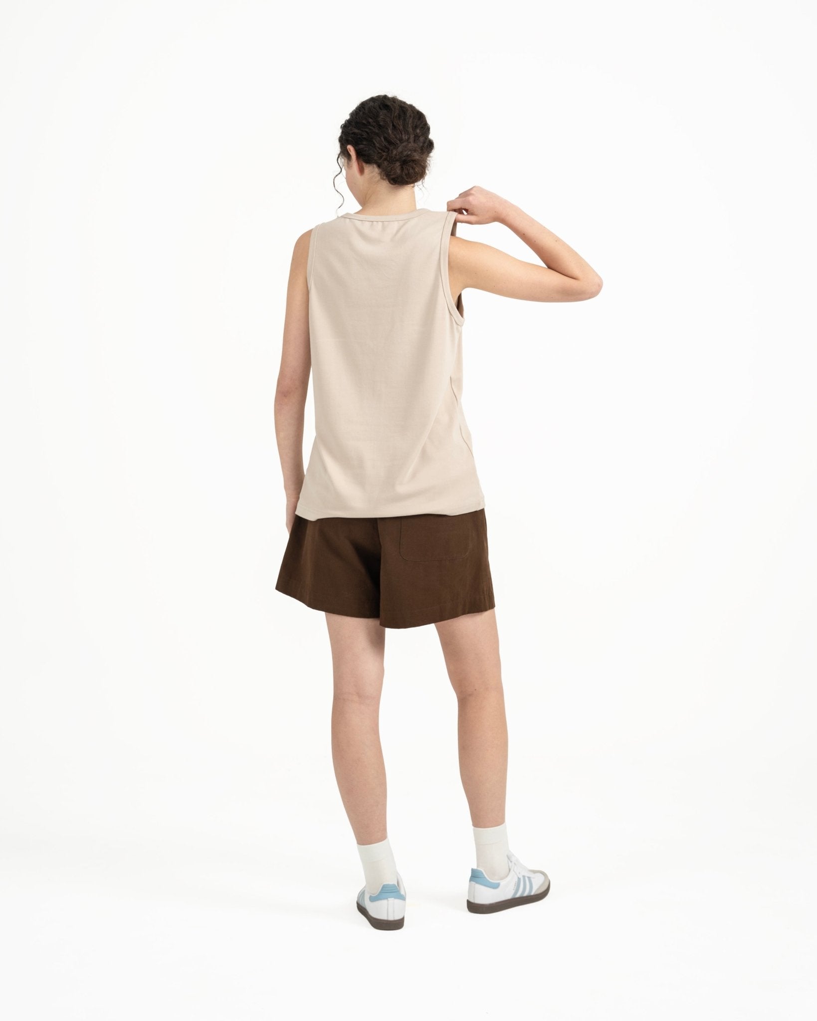 Cupro Sleeveless Tee - Stone - G R A Y E