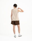 Cupro Sleeveless Tee - Stone - G R A Y E