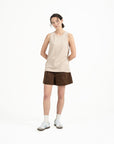 Cupro Sleeveless Tee - Stone - G R A Y E