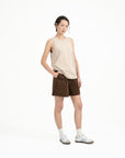 Cupro Sleeveless Tee - Stone - G R A Y E