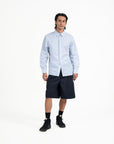 Cut - out Placket Shirt - Blue Stripes - G R A Y E