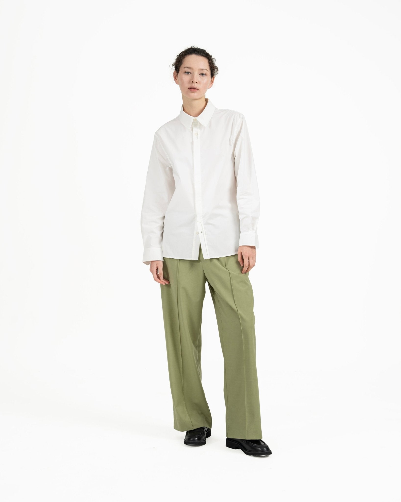 Cut - out Placket Shirt - Off White - G R A Y E