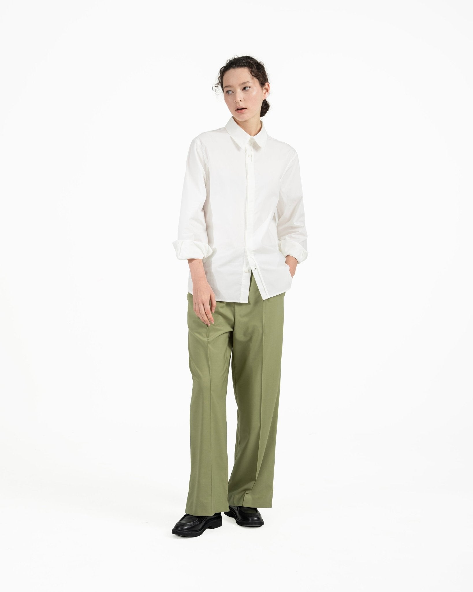 Cut - out Placket Shirt - Off White - G R A Y E