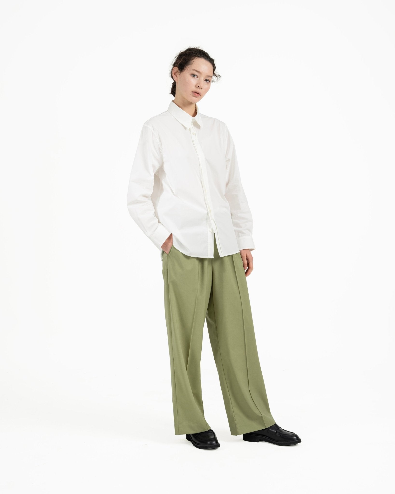 Cut - out Placket Shirt - Off White - G R A Y E