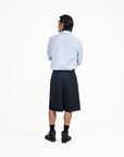 Double Waist Tailored Shorts - Navy - G R A Y E