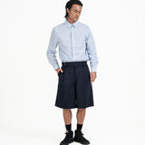 Double Waist Tailored Shorts - Navy - G R A Y E