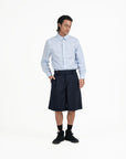 Double Waist Tailored Shorts - Navy - G R A Y E