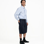 Double Waist Tailored Shorts - Navy - G R A Y E