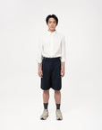 Double Waist Tailored Shorts - Navy - G R A Y E