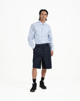 Double Waist Tailored Shorts - Navy - G R A Y E