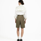 Double Waist Tailored Shorts - Olive - G R A Y E