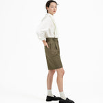 Double Waist Tailored Shorts - Olive - G R A Y E