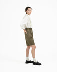 Double Waist Tailored Shorts - Olive - G R A Y E