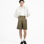 Double Waist Tailored Shorts - Olive - G R A Y E