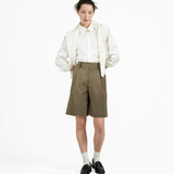Double Waist Tailored Shorts - Olive - G R A Y E