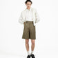 Double Waist Tailored Shorts - Olive - G R A Y E