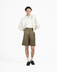 Double Waist Tailored Shorts - Olive - G R A Y E