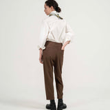 Drawstring Tailored Pants - Copper Brown - G R A Y E