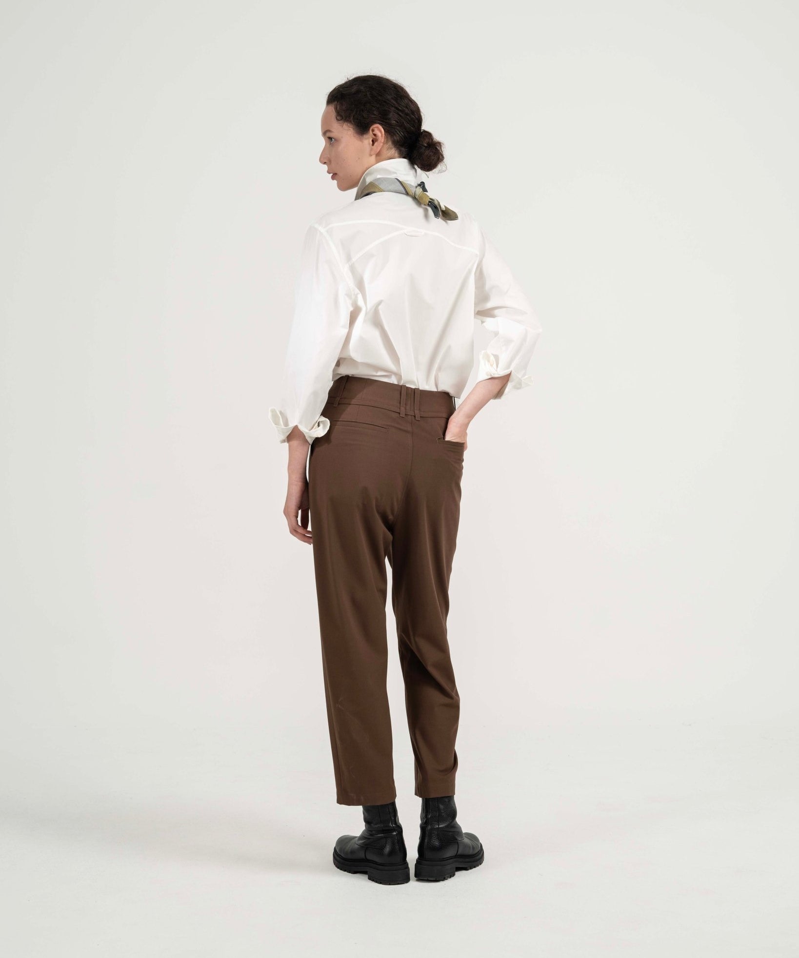 Drawstring Tailored Pants - Copper Brown - G R A Y E