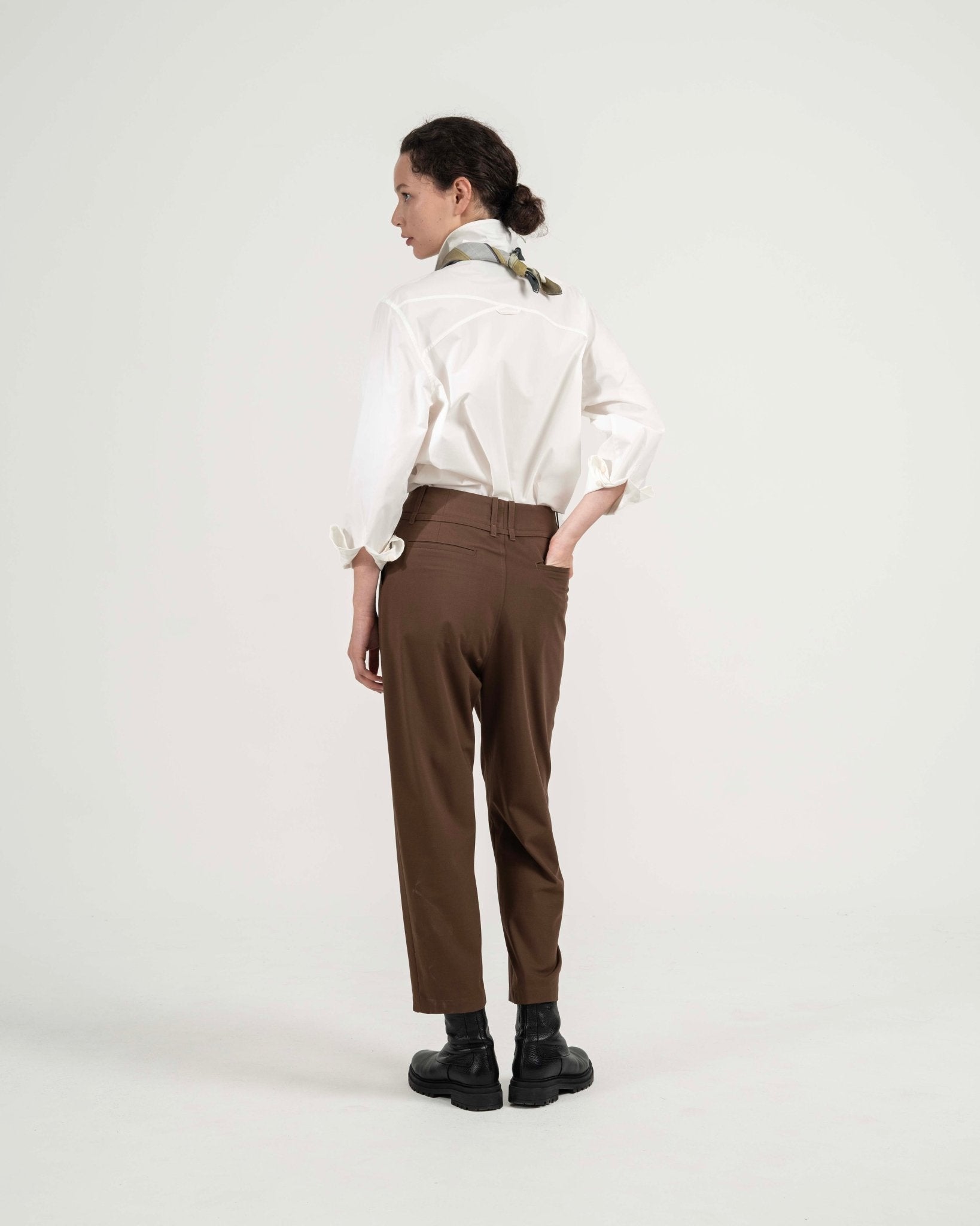 Drawstring Tailored Pants - Copper Brown - G R A Y E