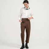 Drawstring Tailored Pants - Copper Brown - G R A Y E