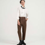 Drawstring Tailored Pants - Copper Brown - G R A Y E