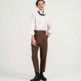 Drawstring Tailored Pants - Copper Brown - G R A Y E