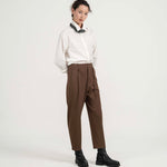 Drawstring Tailored Pants - Copper Brown - G R A Y E