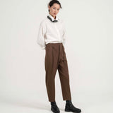 Drawstring Tailored Pants - Copper Brown - G R A Y E