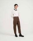 Drawstring Tailored Pants - Copper Brown - G R A Y E