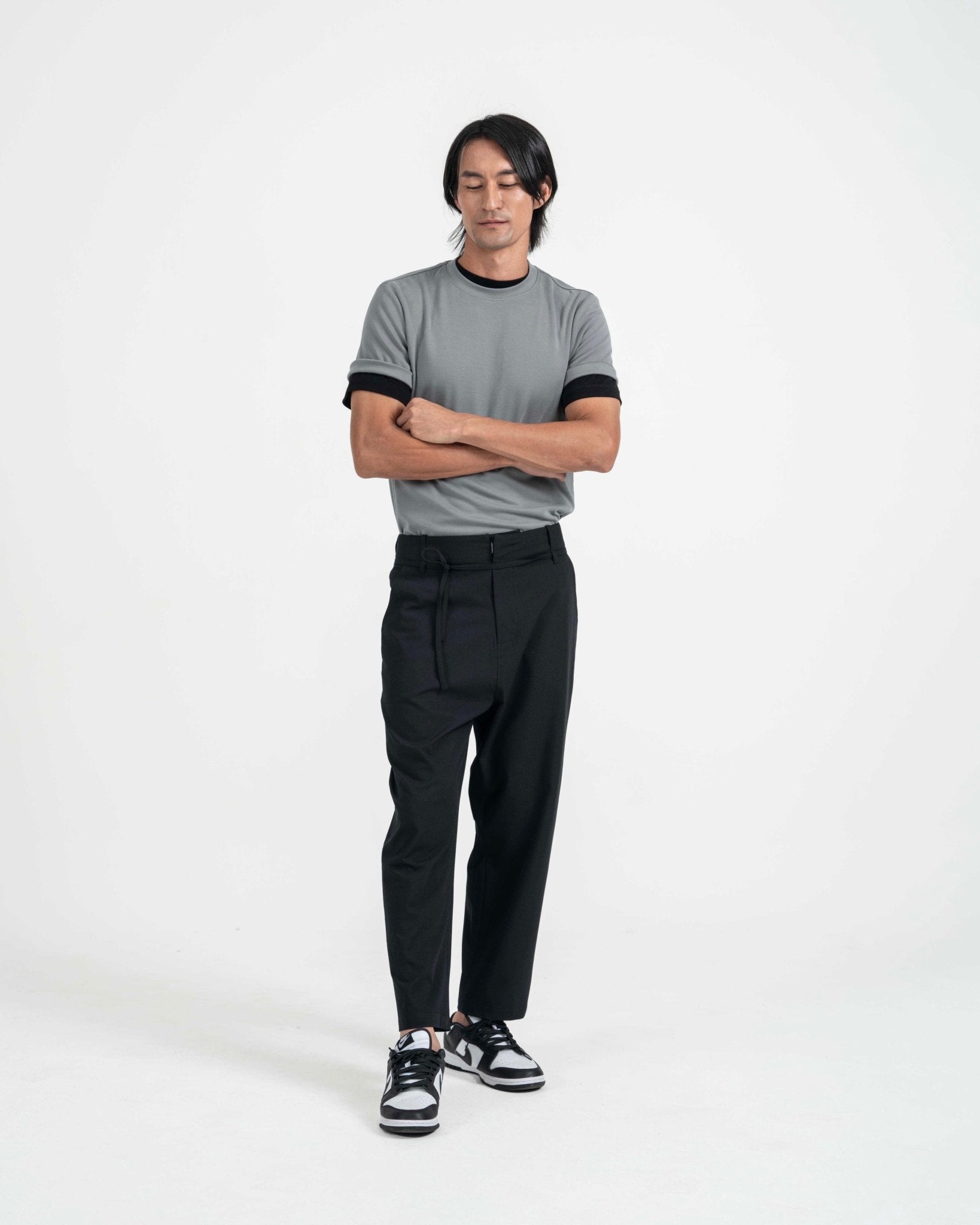 Drawstring Tailored Pants - Dark Navy - G R A Y E