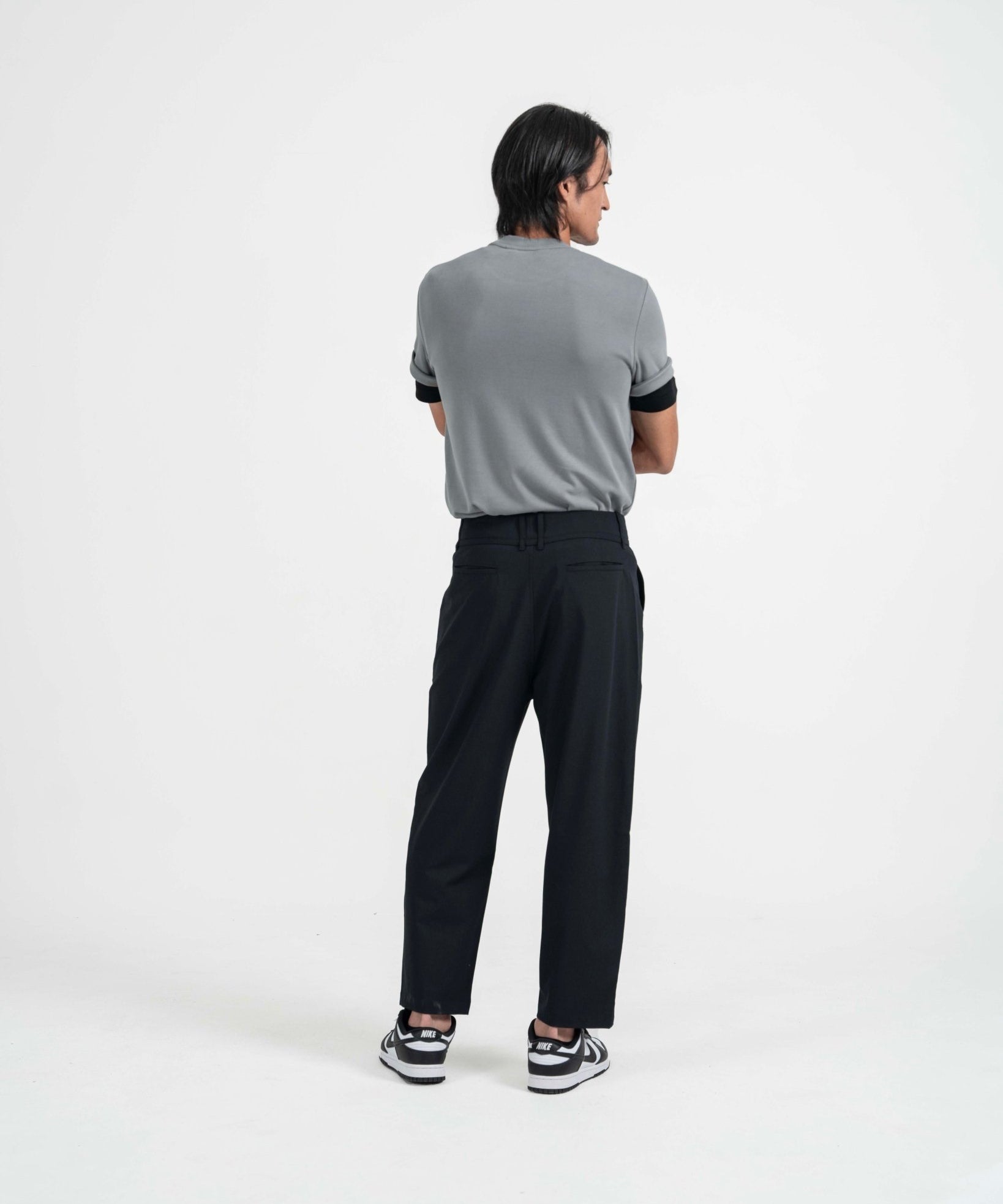 Drawstring Tailored Pants - Dark Navy - G R A Y E