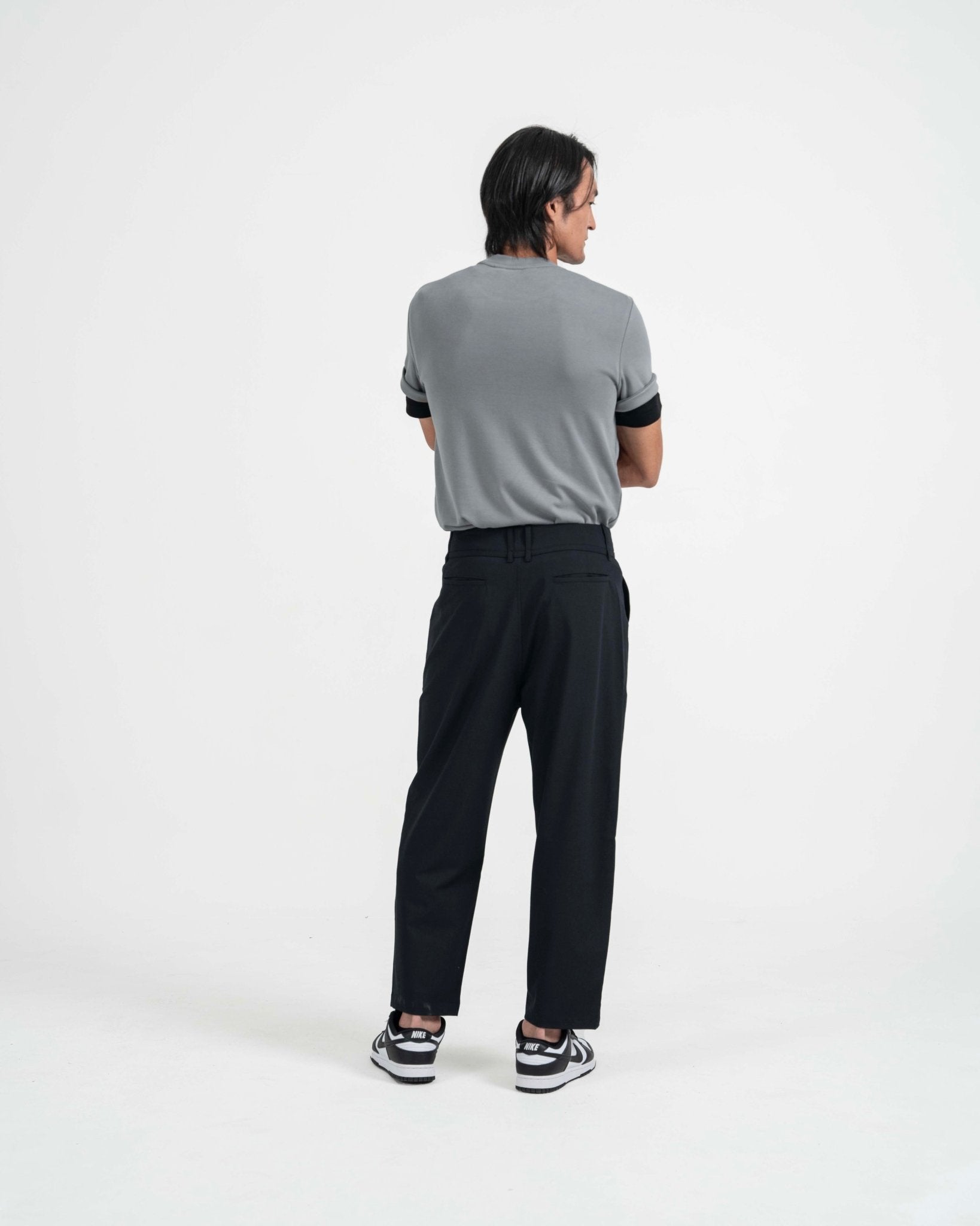 Drawstring Tailored Pants - Dark Navy - G R A Y E