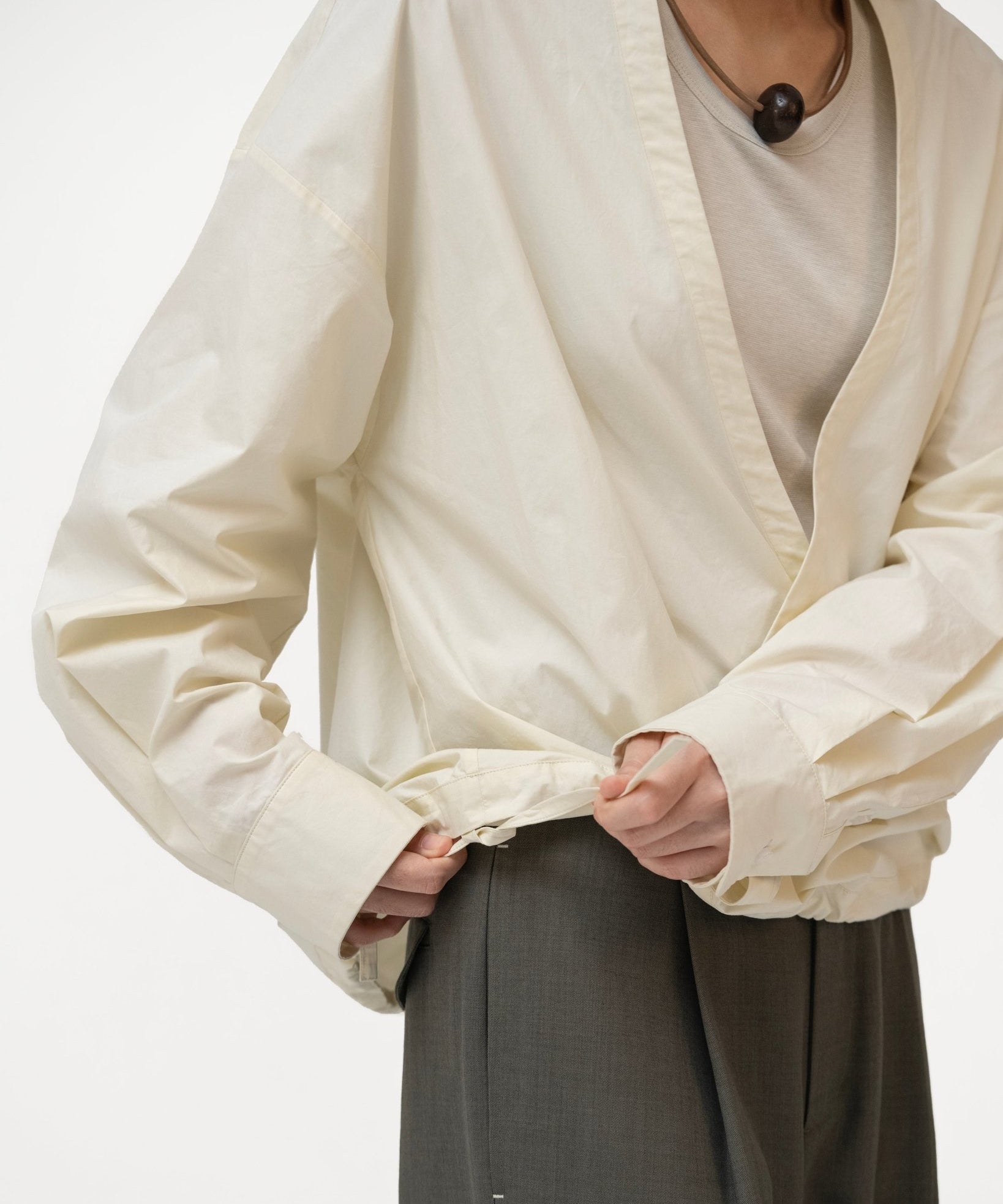 Gathered Wrap Shirt - Buttermilk - G R A Y E