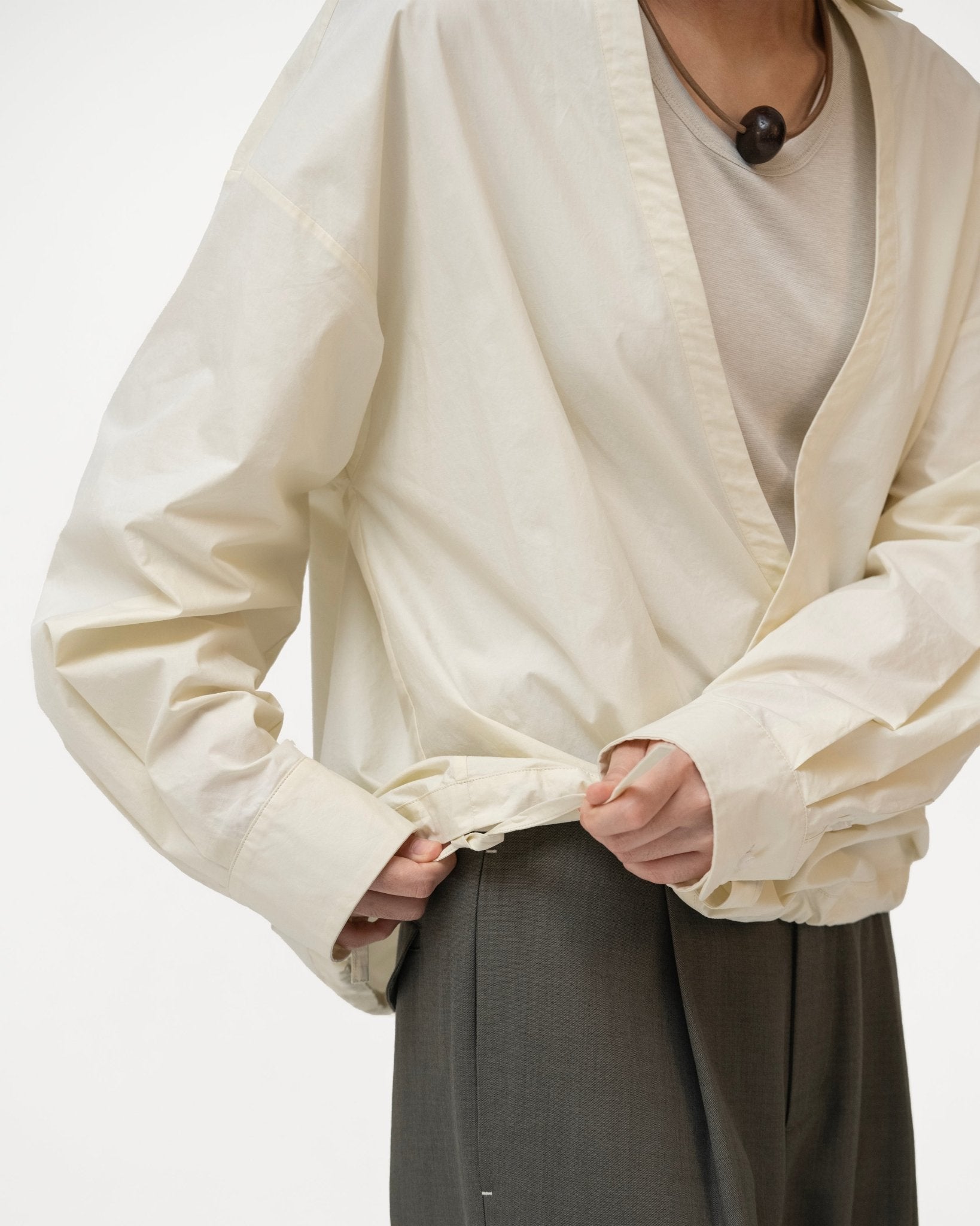 Gathered Wrap Shirt - Buttermilk - G R A Y E