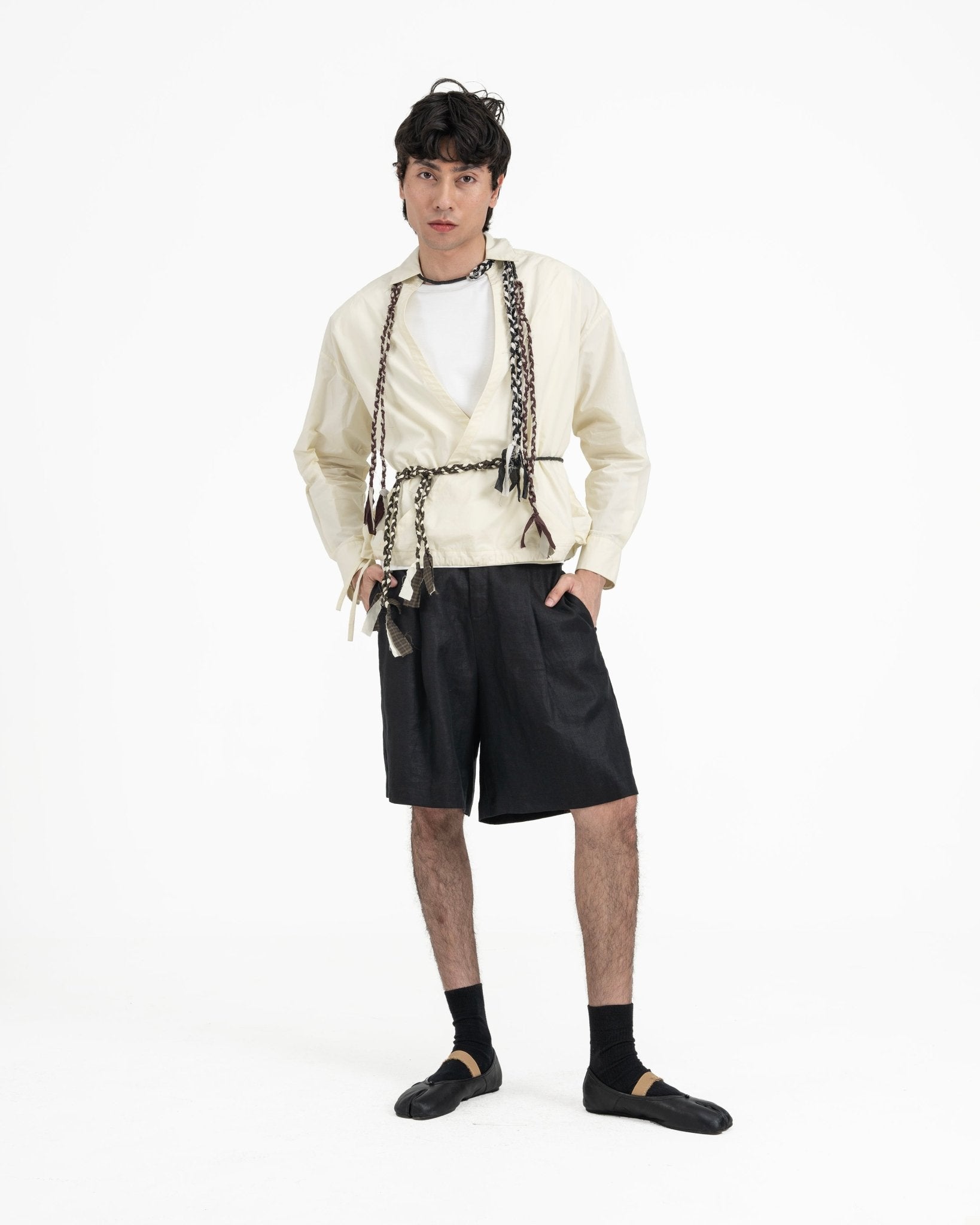 Gathered Wrap Shirt - Buttermilk - G R A Y E