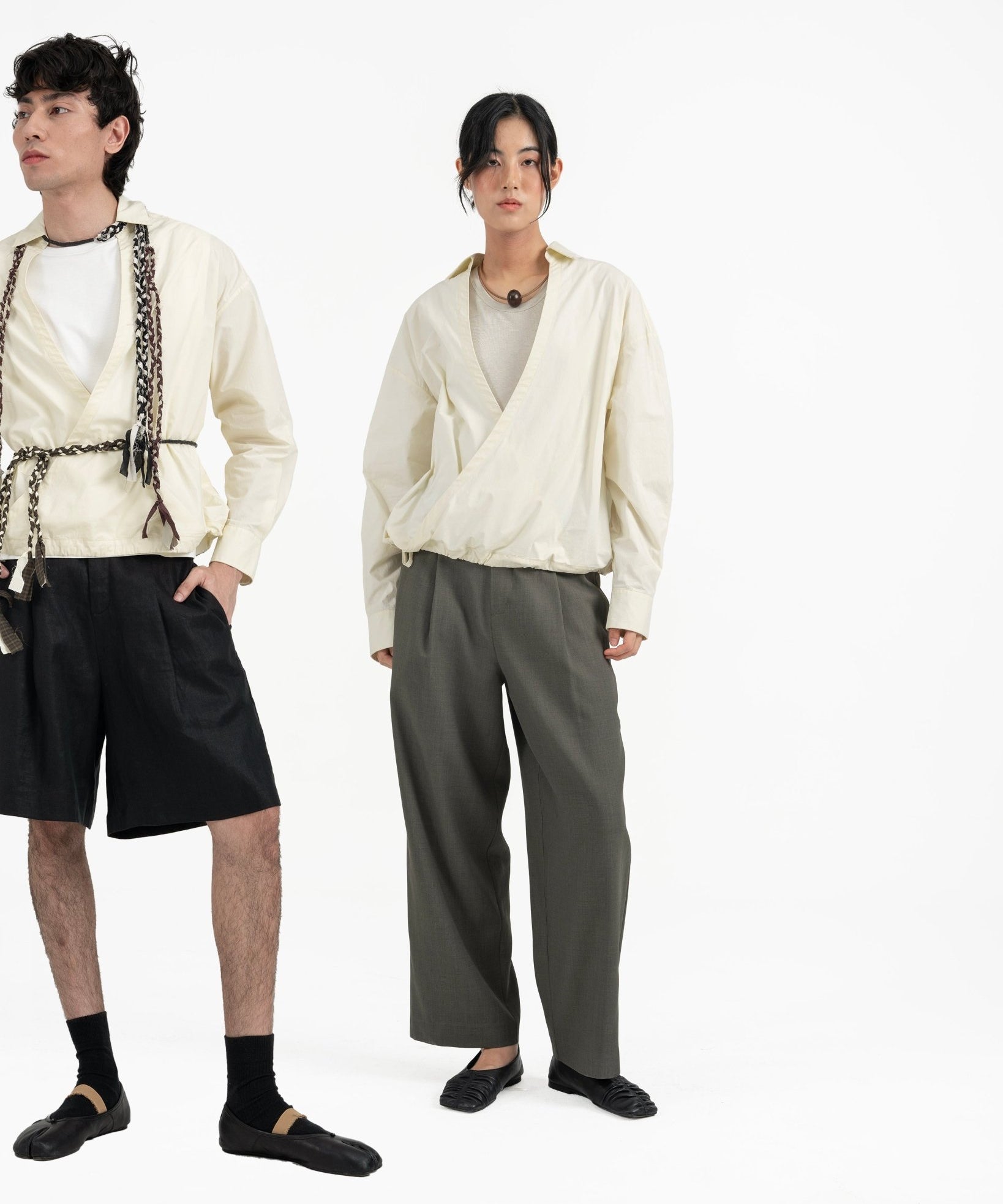 Gathered Wrap Shirt - Buttermilk - G R A Y E