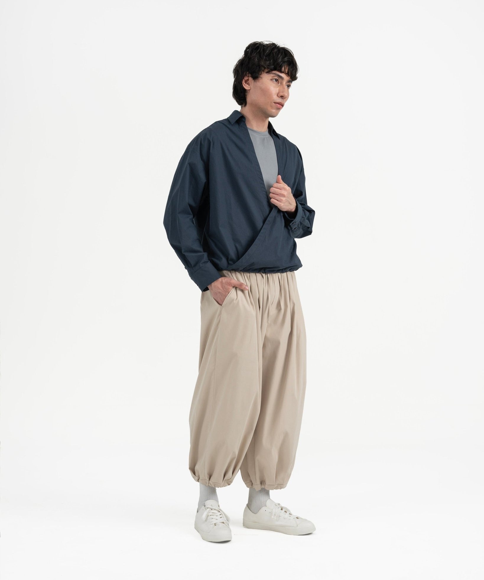 Gathered Wrap Shirt - Prussian Blue - G R A Y E