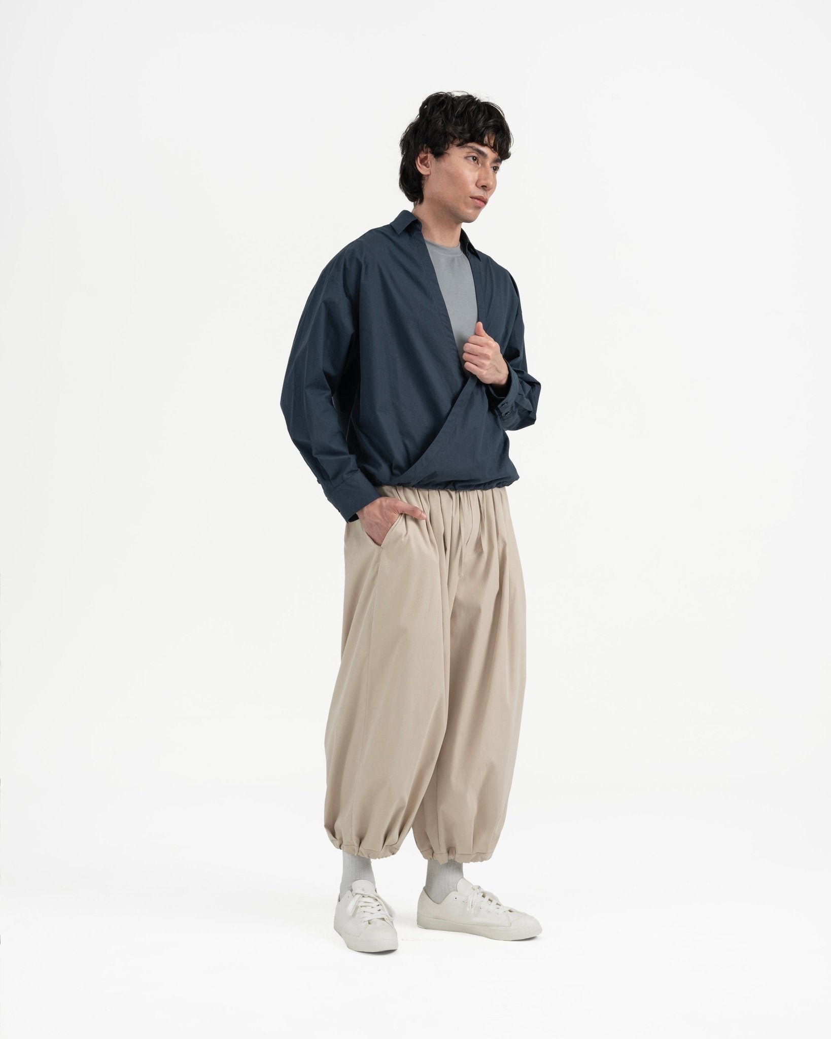 Gathered Wrap Shirt - Prussian Blue - G R A Y E