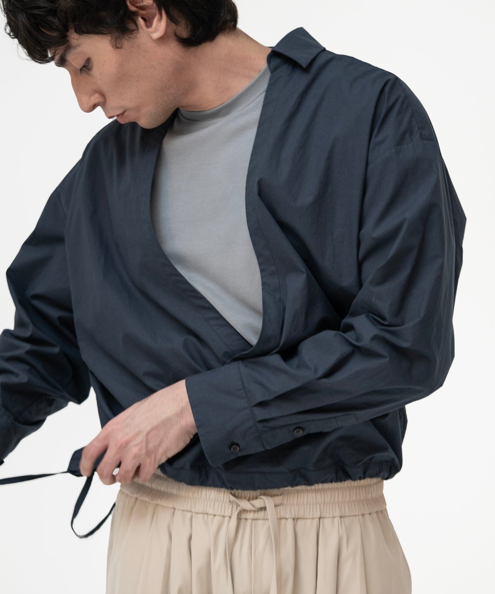 Gathered Wrap Shirt - Prussian Blue - G R A Y E