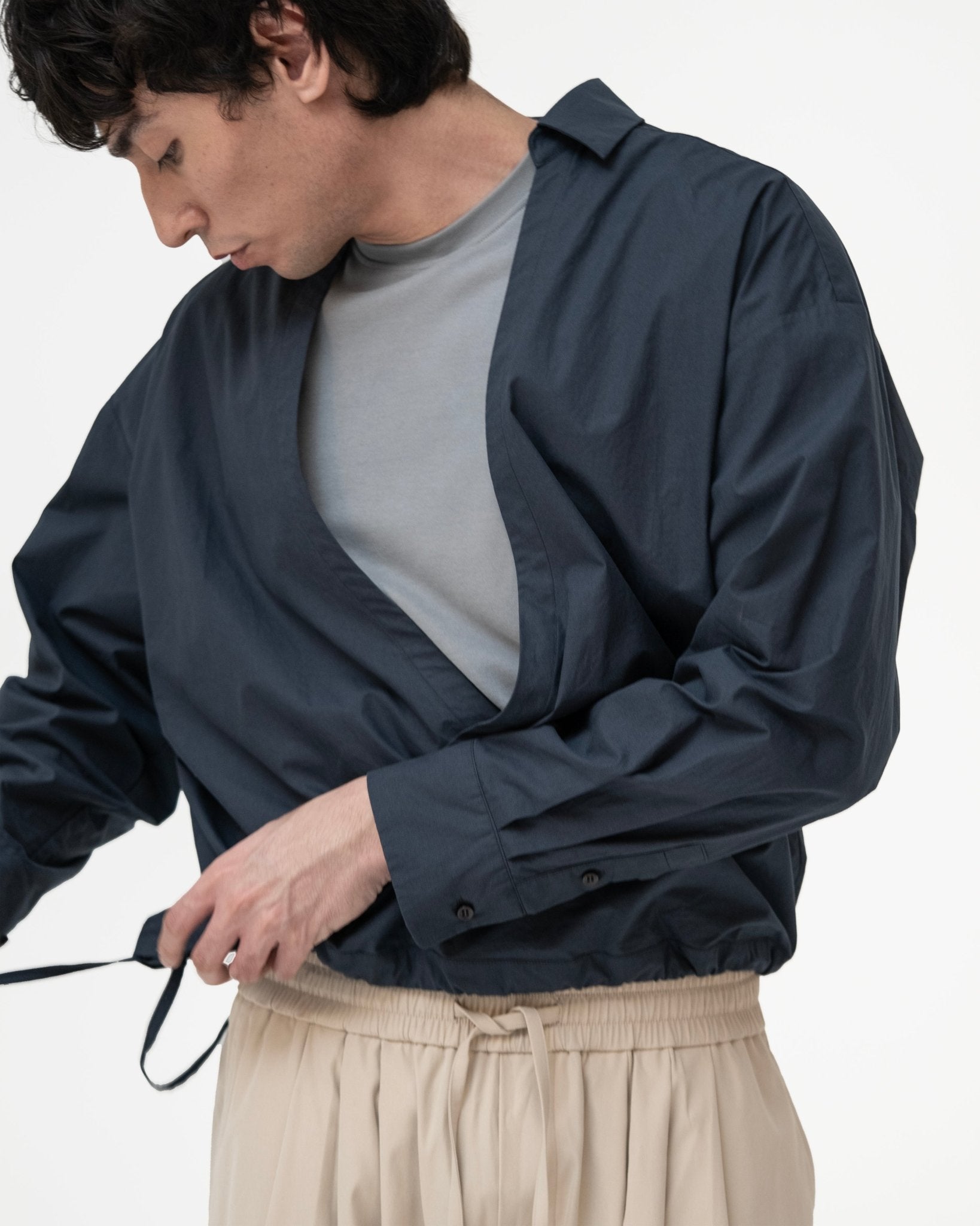 Gathered Wrap Shirt - Prussian Blue - G R A Y E