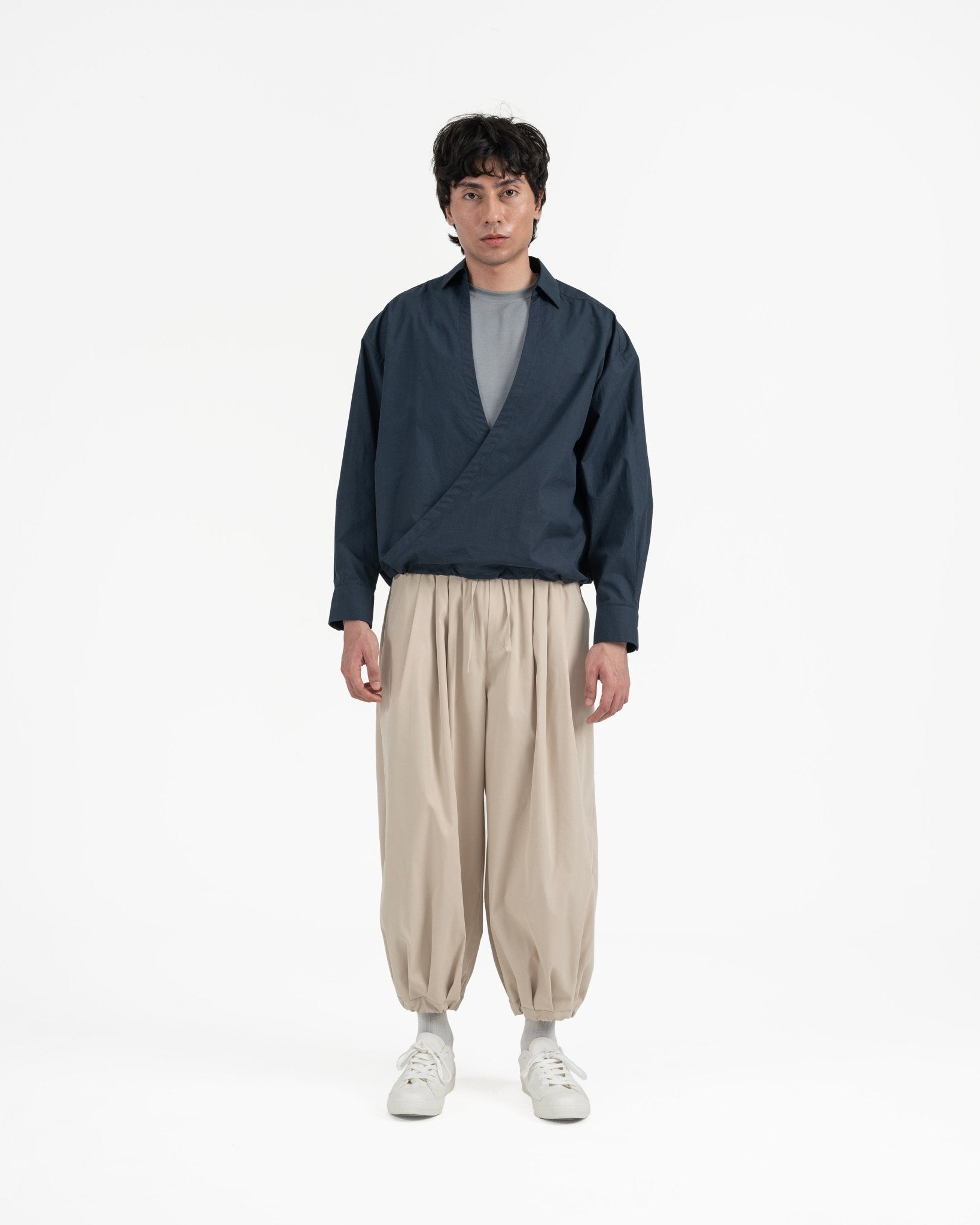 Gathered Wrap Shirt - Prussian Blue - G R A Y E